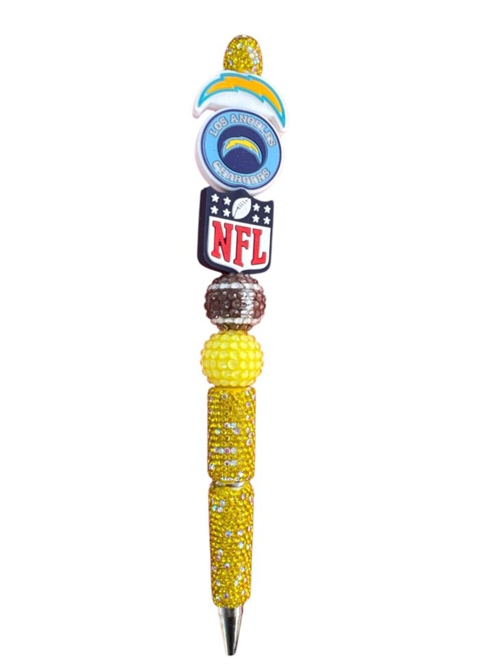 Los Angeles Chargers Glitter NFL Ballpoint Pen With Yellow Rhinestones